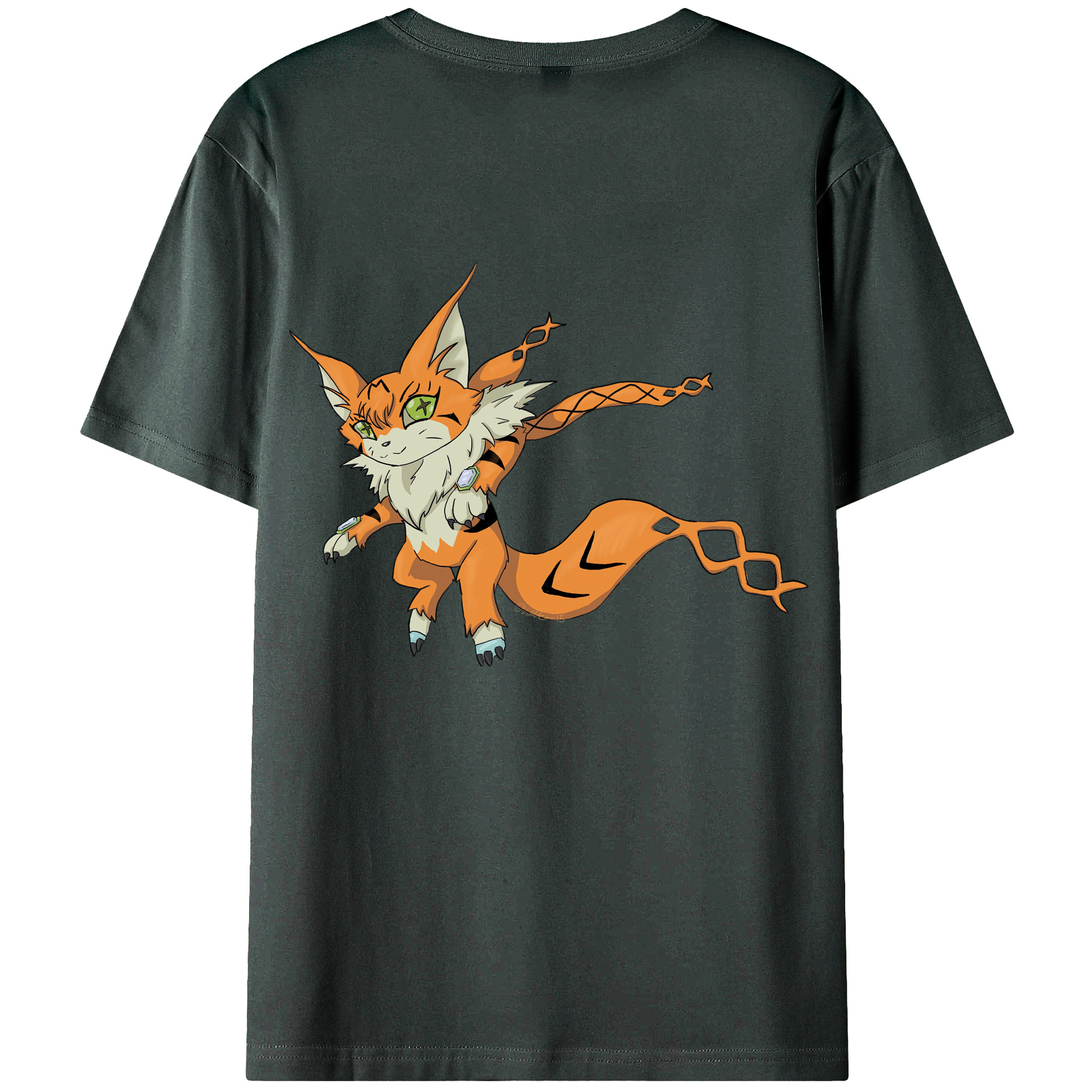（画像用） Digimon デジタルモンスター/デジモン 綿100％ メンズ半袖Tシャツ（バックプリント） 通気性